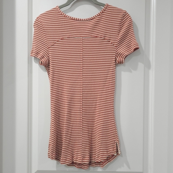FREE PEOPLE Frenchie Striped Short Sleeve Top, Cayenne Combo, High Stretch, L - Picture 13 of 16